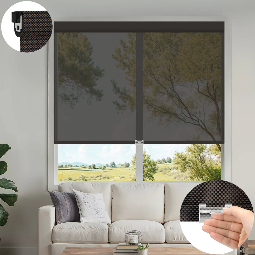 Sunelo No Drill Cordless UV Protection Solar Shades 0%/1%/3%/5% Openness