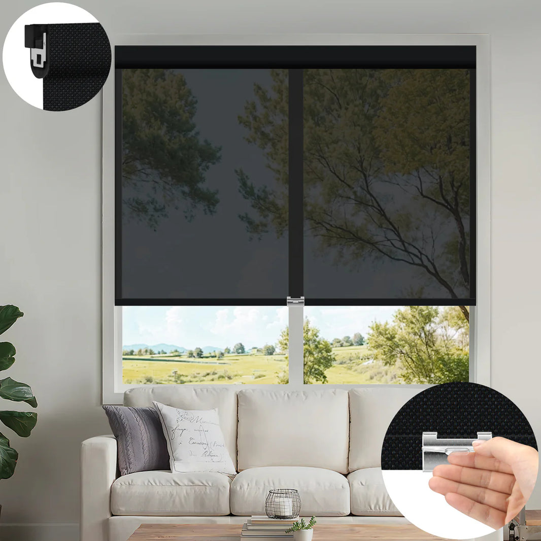 Sunelo No Drill Cordless UV Protection Solar Shades 0%/1%/3%/5% Openness