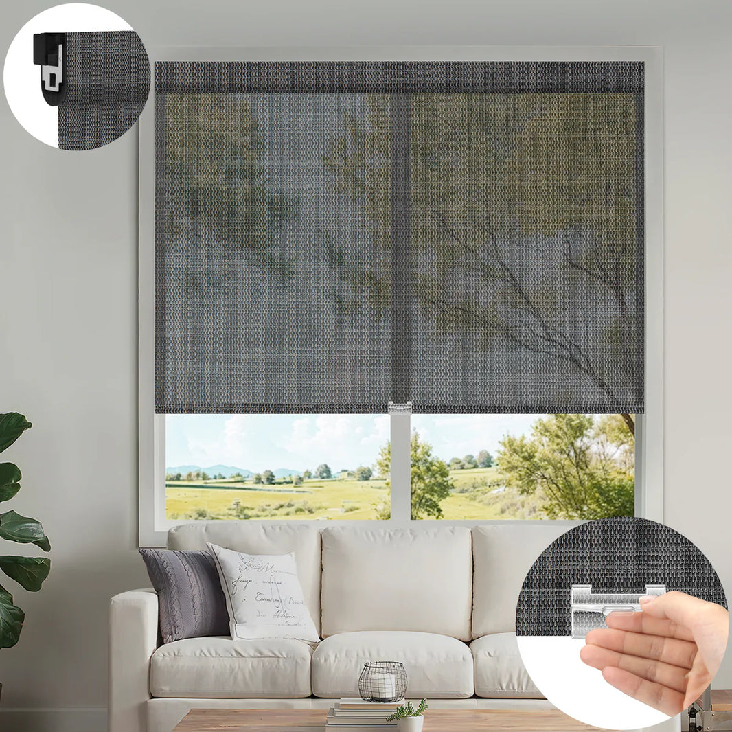 Sunelo No Drill Cordless UV Protection Solar Shades 0%/1%/3%/5% Openness