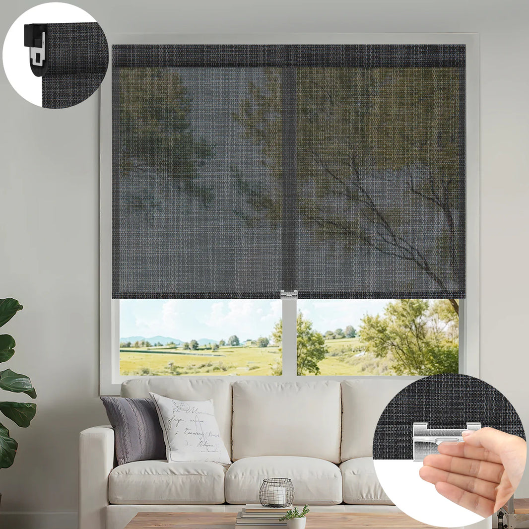 Sunelo No Drill Cordless UV Protection Solar Shades 0%/1%/3%/5% Openness