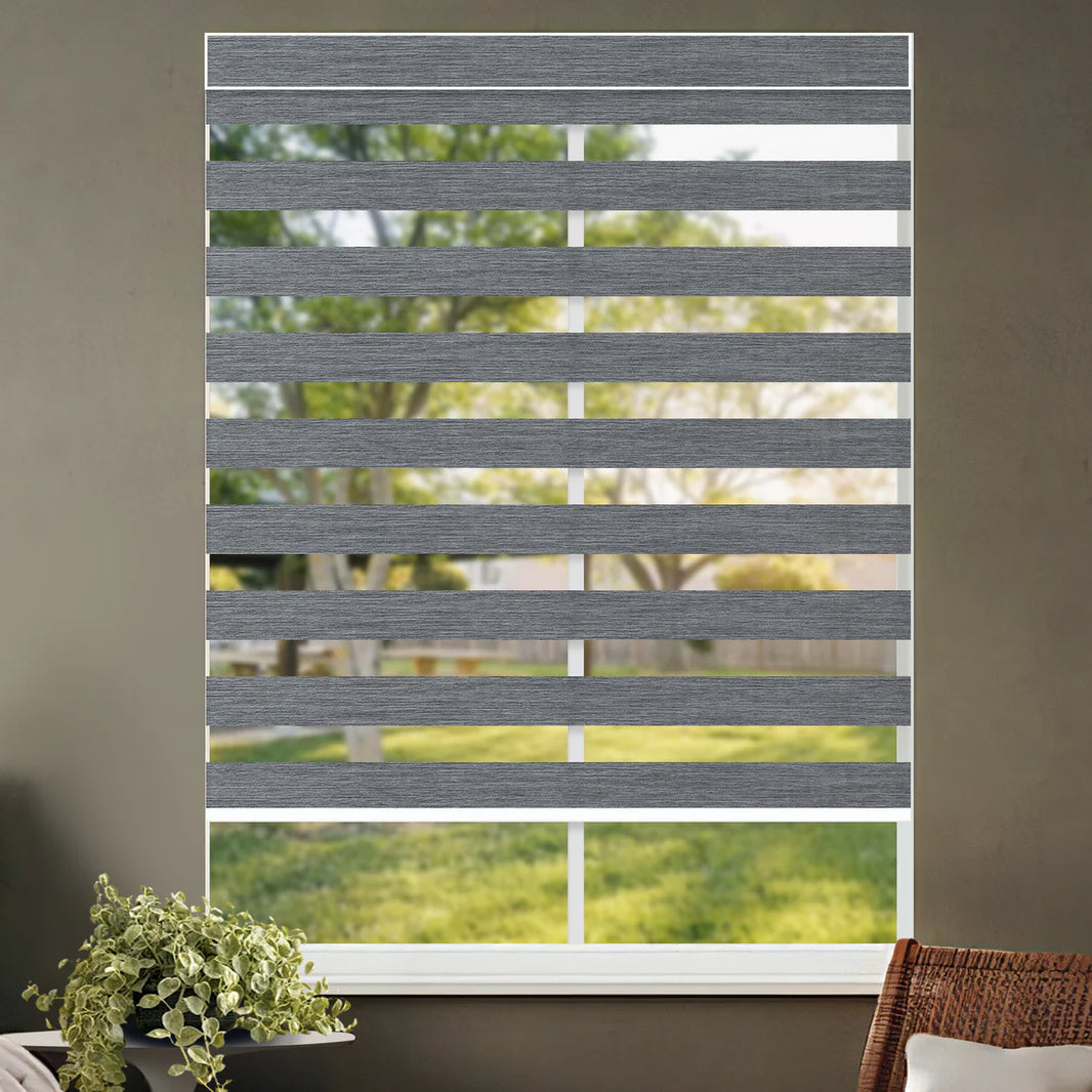 Sunelo Motorized Zebra Shades 70% Blackout - Galaxy