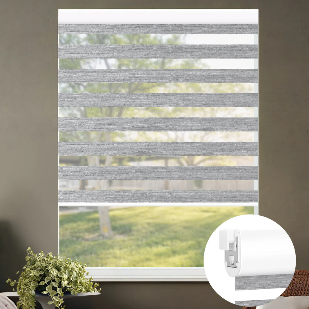 Sunelo No Drill Zebra Shades, Motorized 70% Blackout - Galaxy