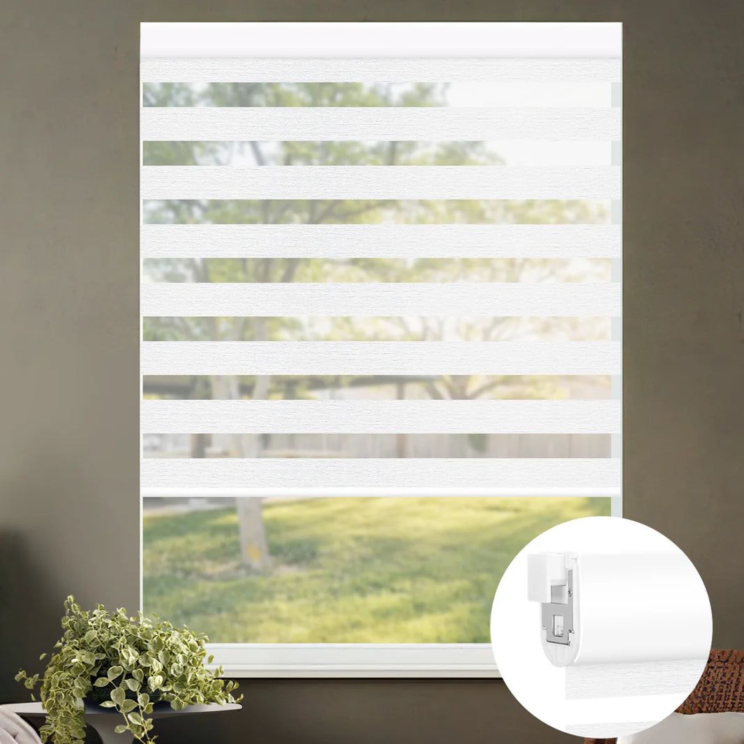 Sunelo No Drill Zebra Shades, Motorized 70% Blackout - Galaxy
