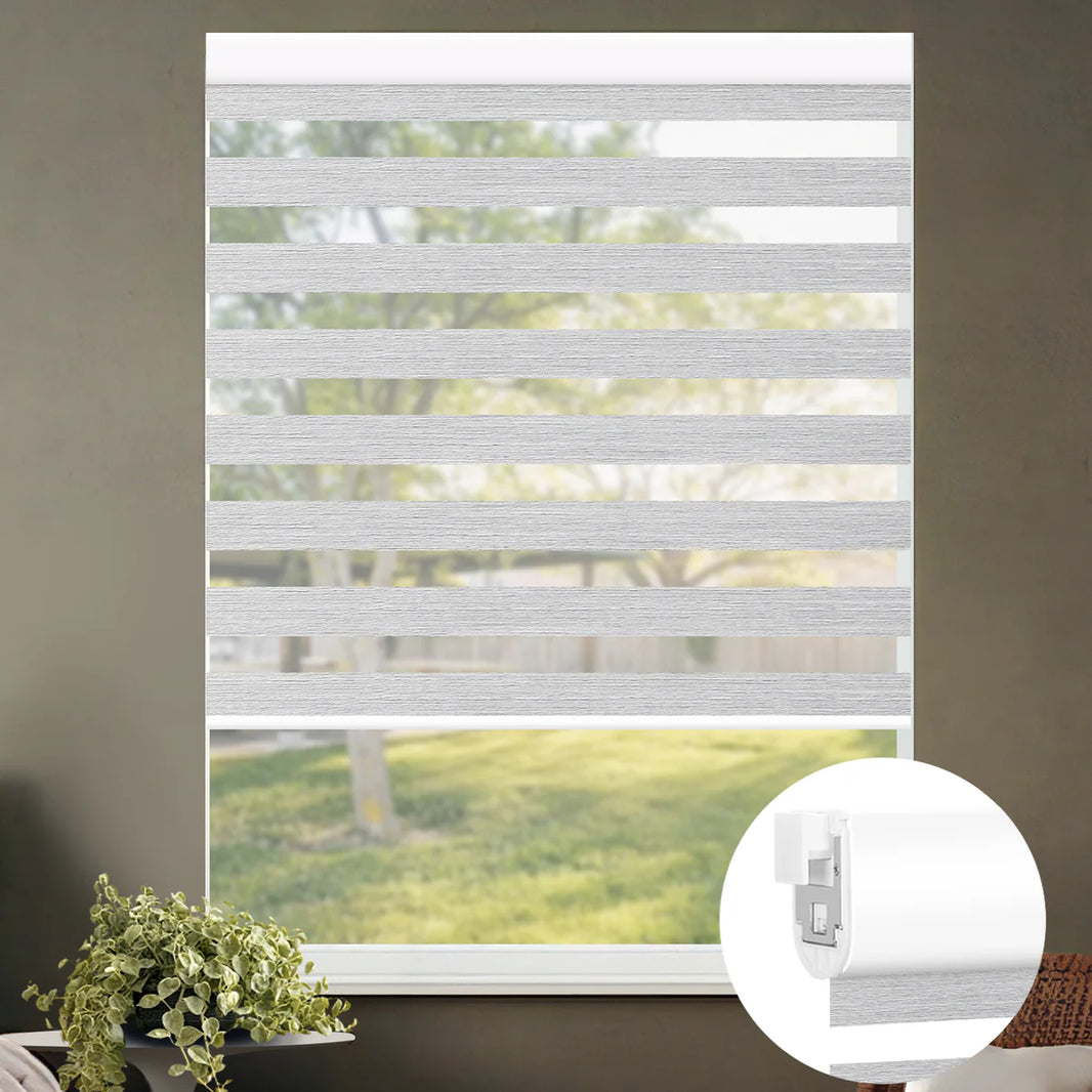 Sunelo No Drill Zebra Shades, Motorized 70% Blackout - Galaxy