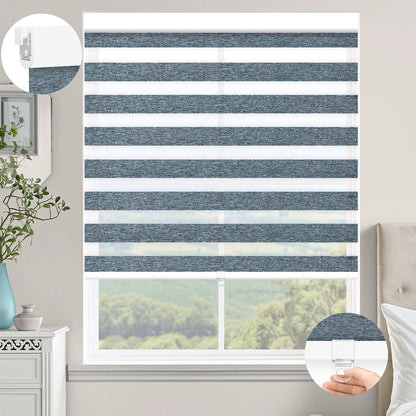 Sunelo No Drill Cordless Zebra Shades 60%/75% Blackout - Monet