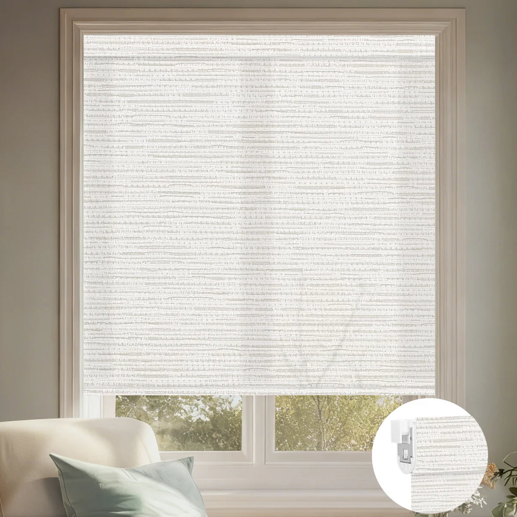 Sunelo No Drill Roller Shades, Motorized 75% Blackout Light Filtering - Aqua Waves