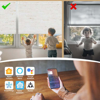 Sunelo Motorized Roller Shades 100% Blackout - Linen