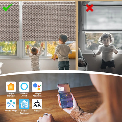 Sunelo Motorized Roller Shades 100% Blackout - Groove