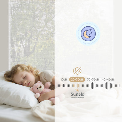Sunelo No Drill Roller Shades, Motorized 50% Blackout Light Filtering - Sheer