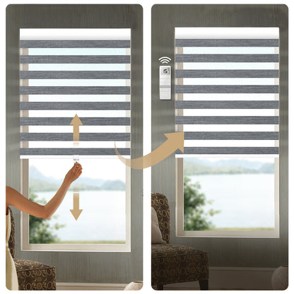 Sunelo No Drill Cordless Zebra Shades 70% Blackout - Galaxy
