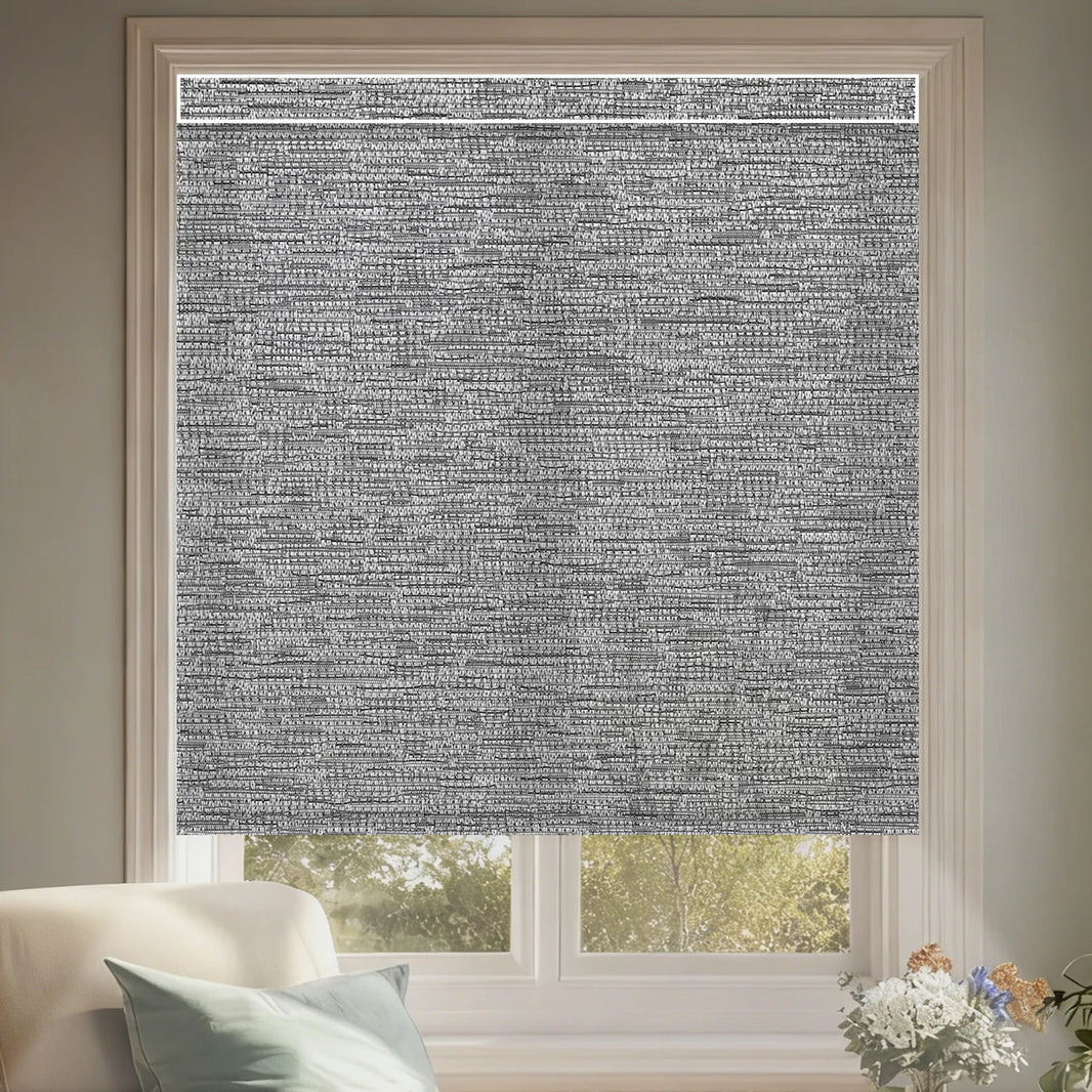 Sunelo Motorized Light Filtering Roller Shades 75% Blackout - Aqua Waves