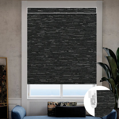 Sunelo No Drill Roller Shades, Motorized 100% Blackout - Aqua Waves
