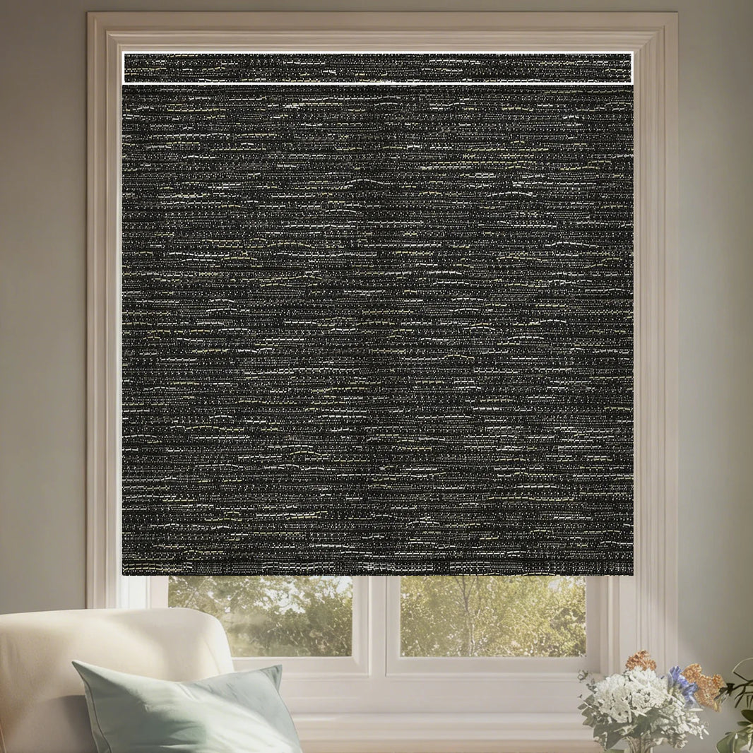 Sunelo Motorized Light Filtering Roller Shades 75% Blackout - Aqua Waves
