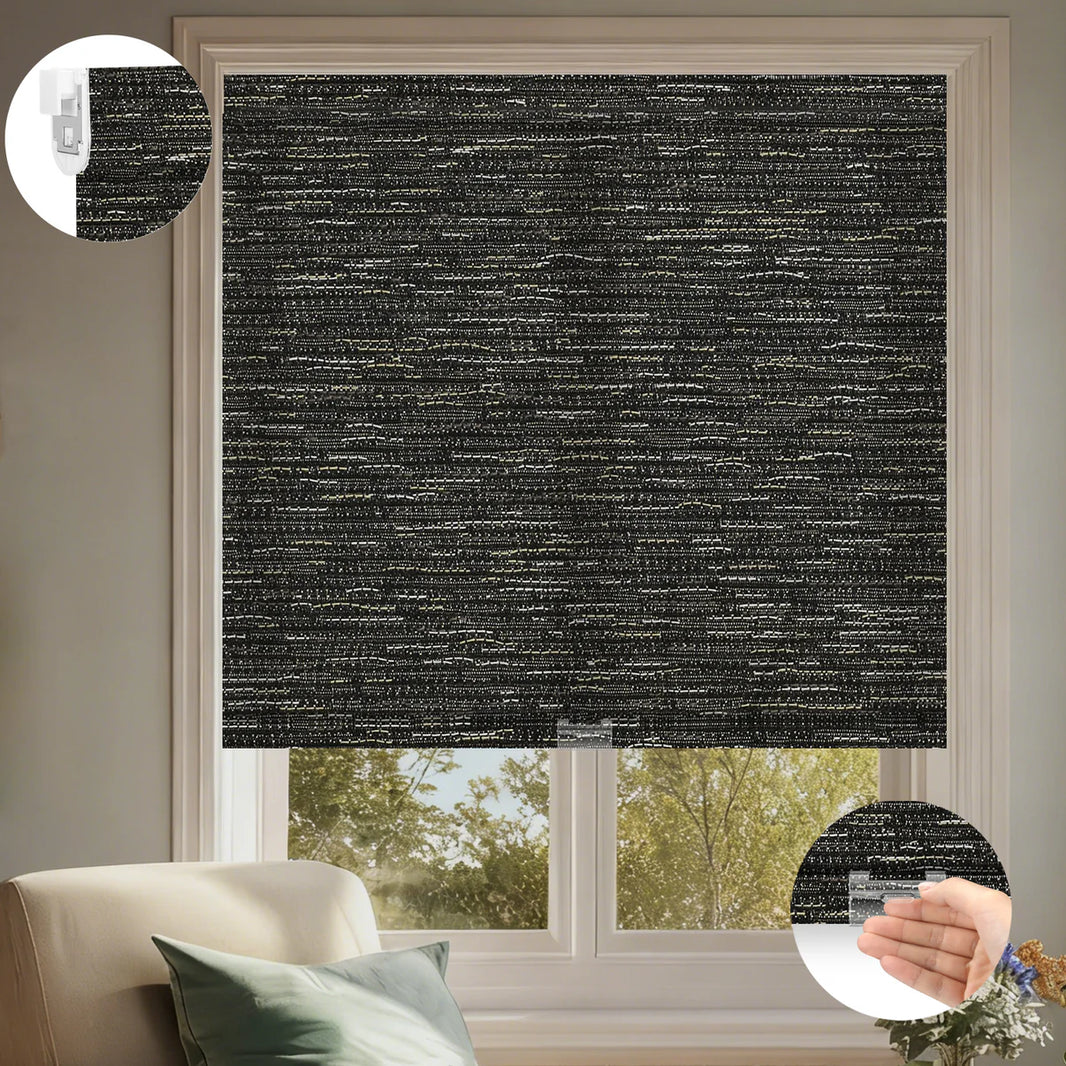 Sunelo No Drill Cordless Light Filtering Roller Shades 75% Blackout - Aqua Waves