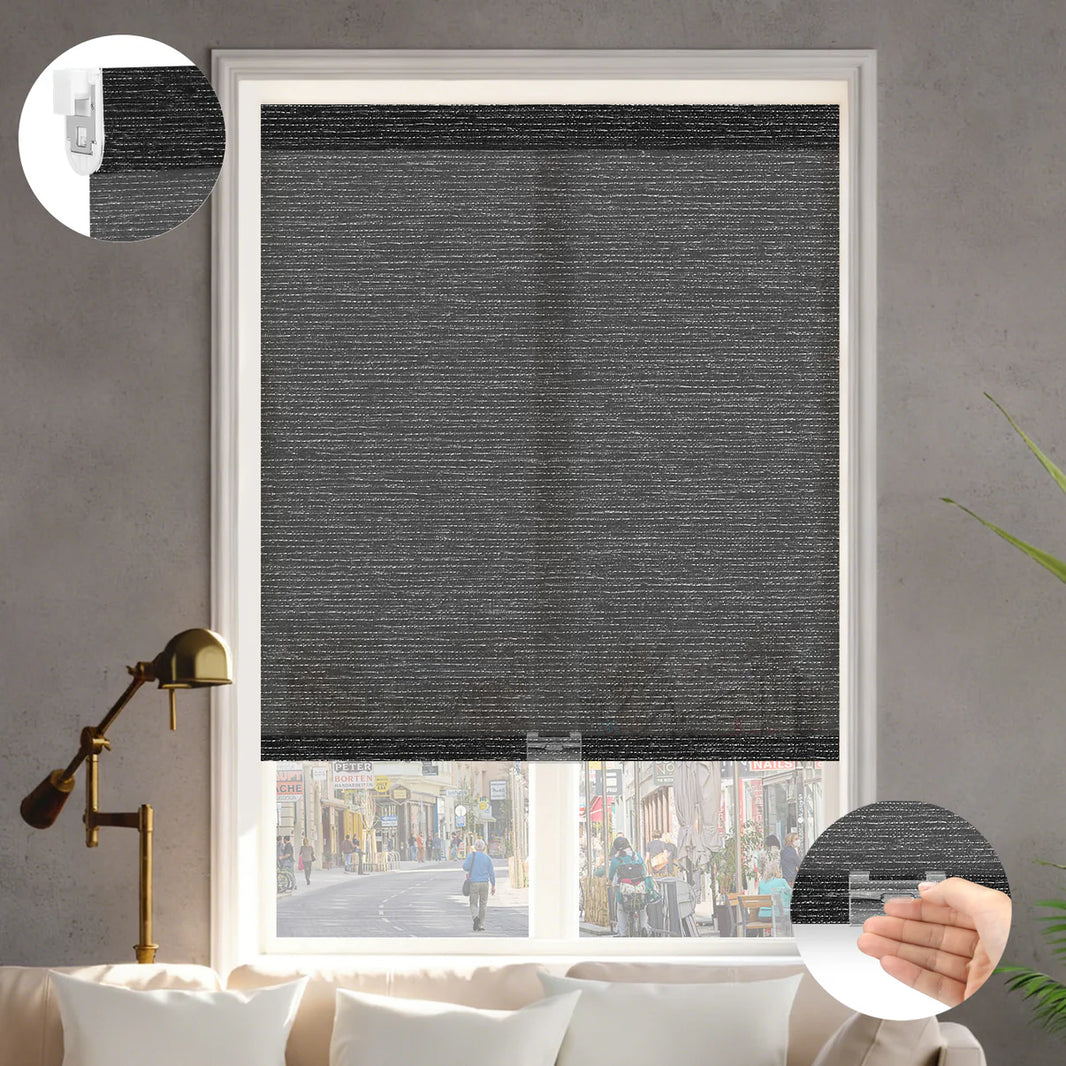 Sunelo No Drill Cordless Light Filtering Roller Shades 60% Blackout - Atlantic
