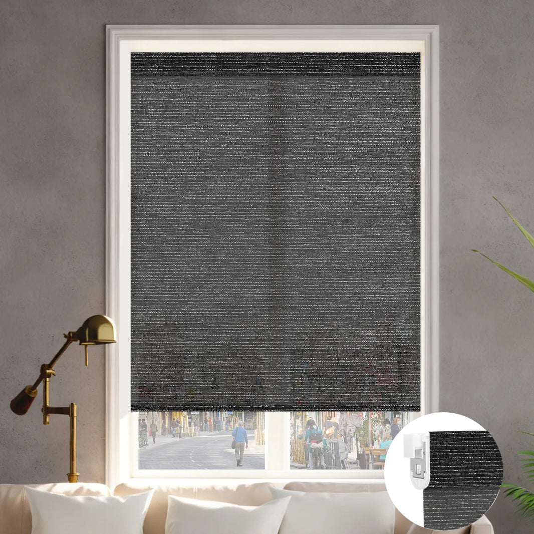 Sunelo No Drill Roller Shades, Motorized 60% Blackout Light Filtering - Atlantic