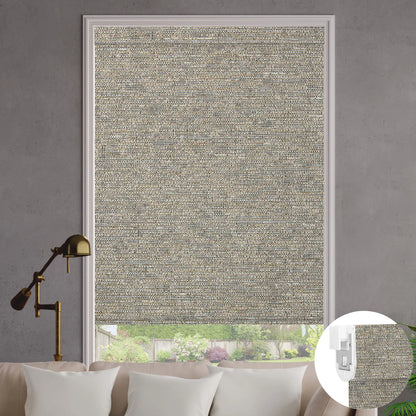 Sunelo No Drill Roller Shades, Motorized 100% Blackout - Atlantic