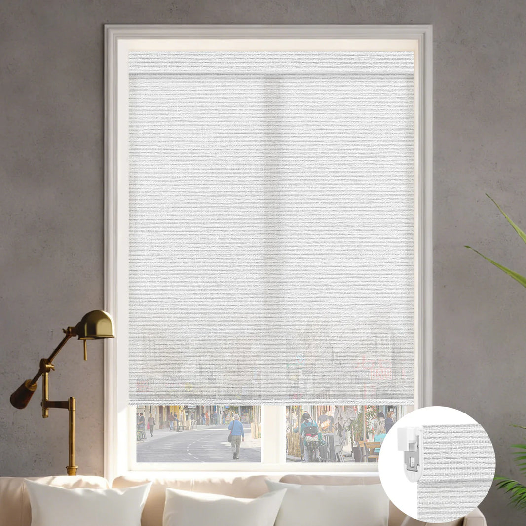 Sunelo No Drill Roller Shades, Motorized 60% Blackout Light Filtering - Atlantic