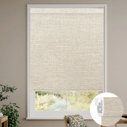 Sunelo No Drill Roller Shades, Motorized 100% Blackout - Aurora
