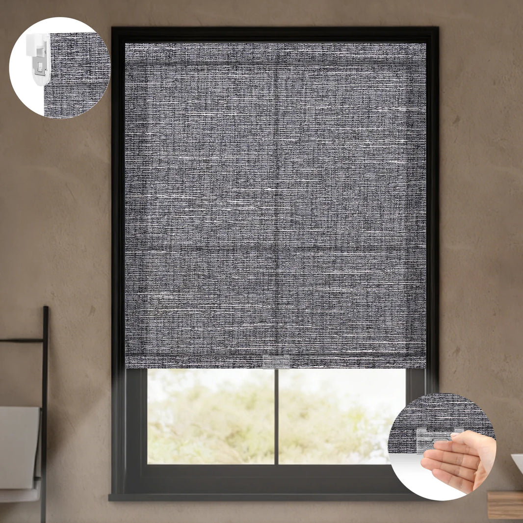 Sunelo No Drill Cordless Light Filtering Roller Shades 70% Blackout - Aurora