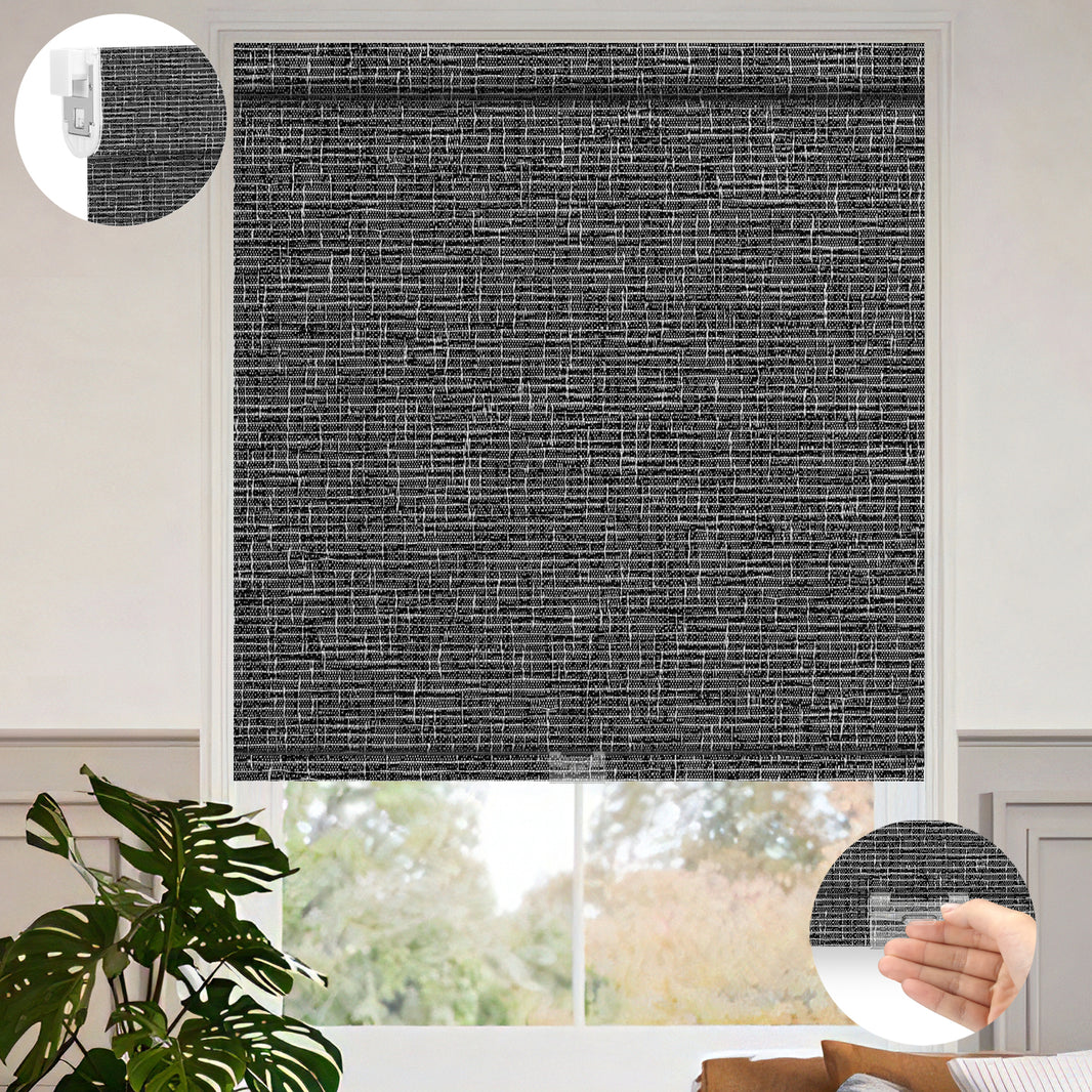 Sunelo No Drill Cordless Roller Shades 100% Blackout - Classic