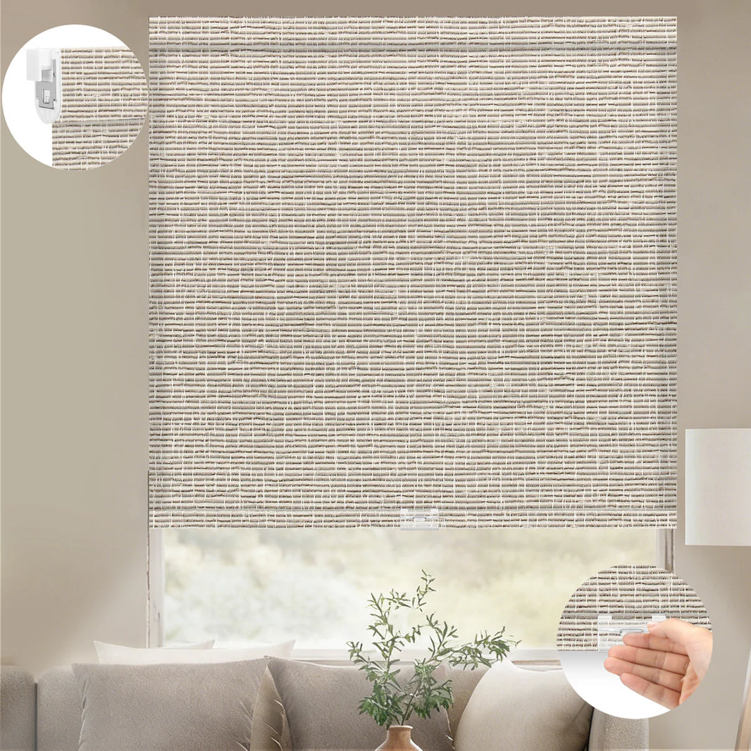 Sunelo No Drill Cordless Light Filtering Roller Shades 75% Blackout - Classic