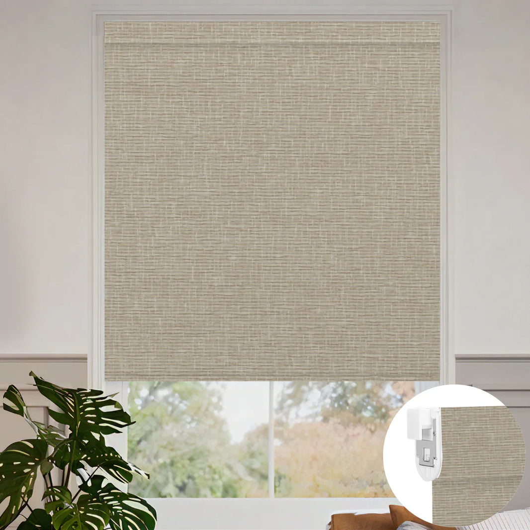 Sunelo No Drill Roller Shades, Motorized 100% Blackout - Classic