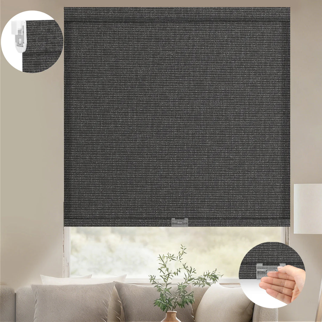 Sunelo No Drill Cordless Light Filtering Roller Shades 75% Blackout - Classic