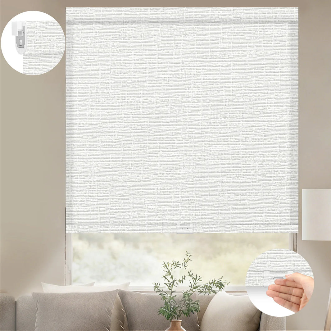 Sunelo No Drill Cordless Light Filtering Roller Shades 75% Blackout - Classic