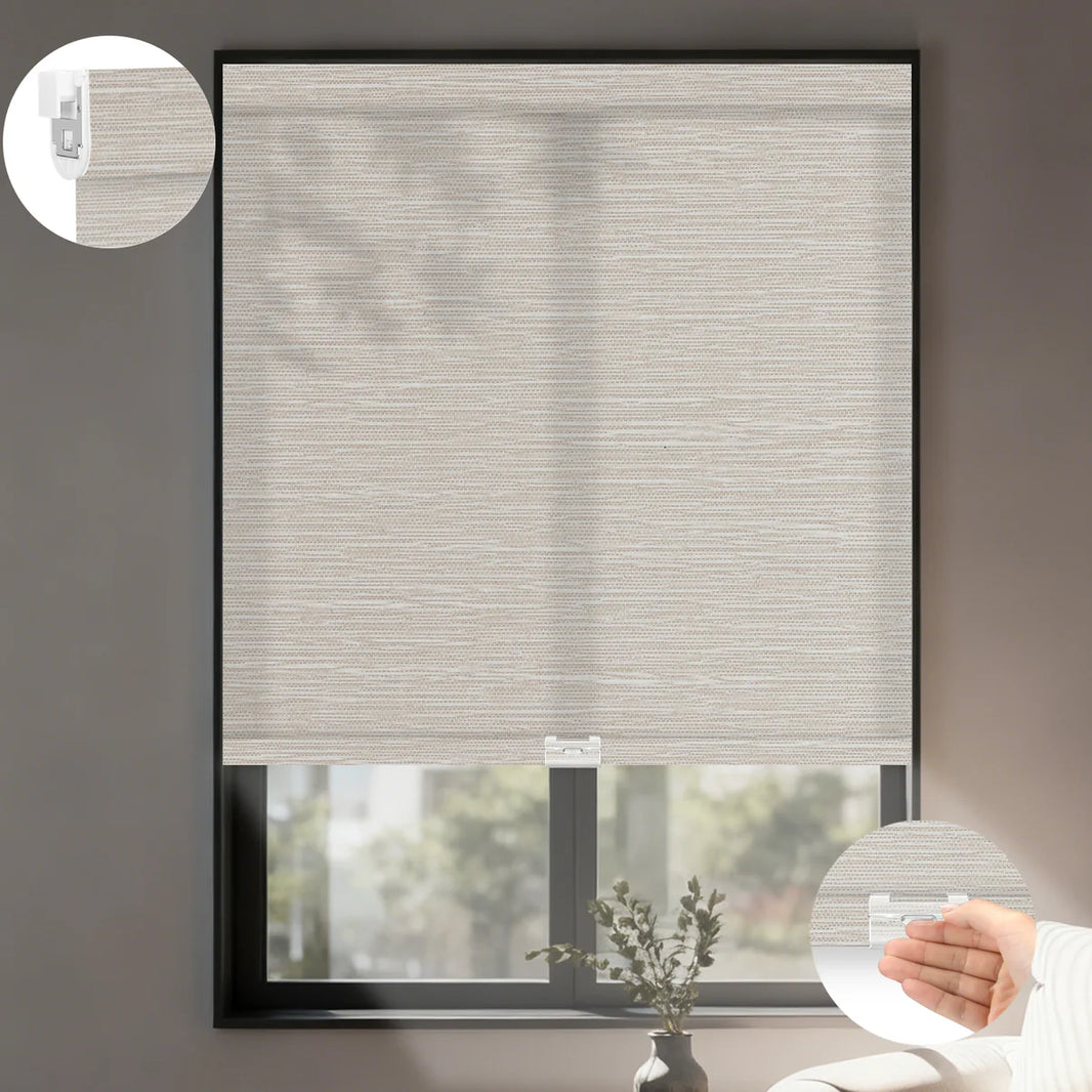 Sunelo No Drill Cordless Light Filtering Roller Shades 75% Blackout - Dreamy