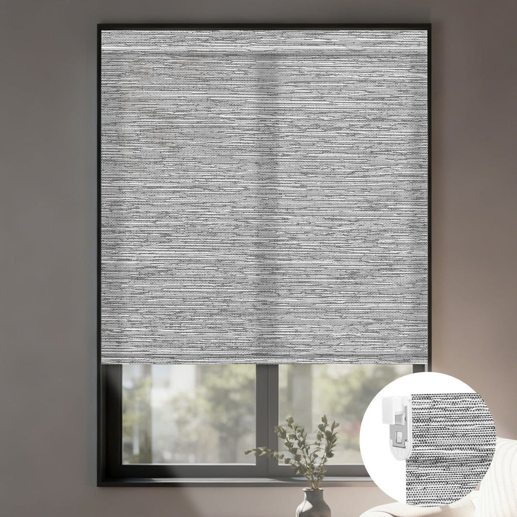 Sunelo No Drill Roller Shades, Motorized 75% Blackout Light Filtering - Dreamy