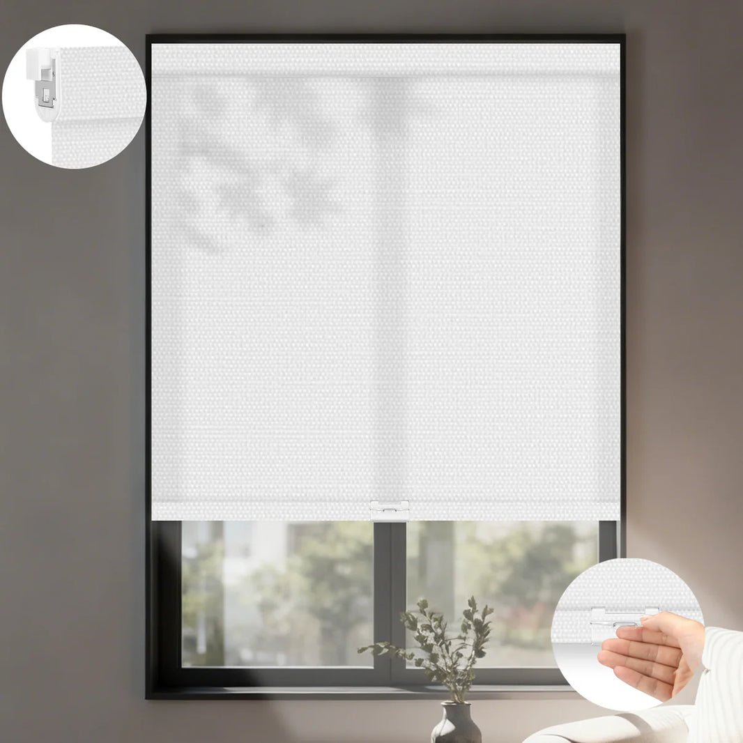 Sunelo No Drill Cordless Light Filtering Roller Shades 75% Blackout - Dreamy