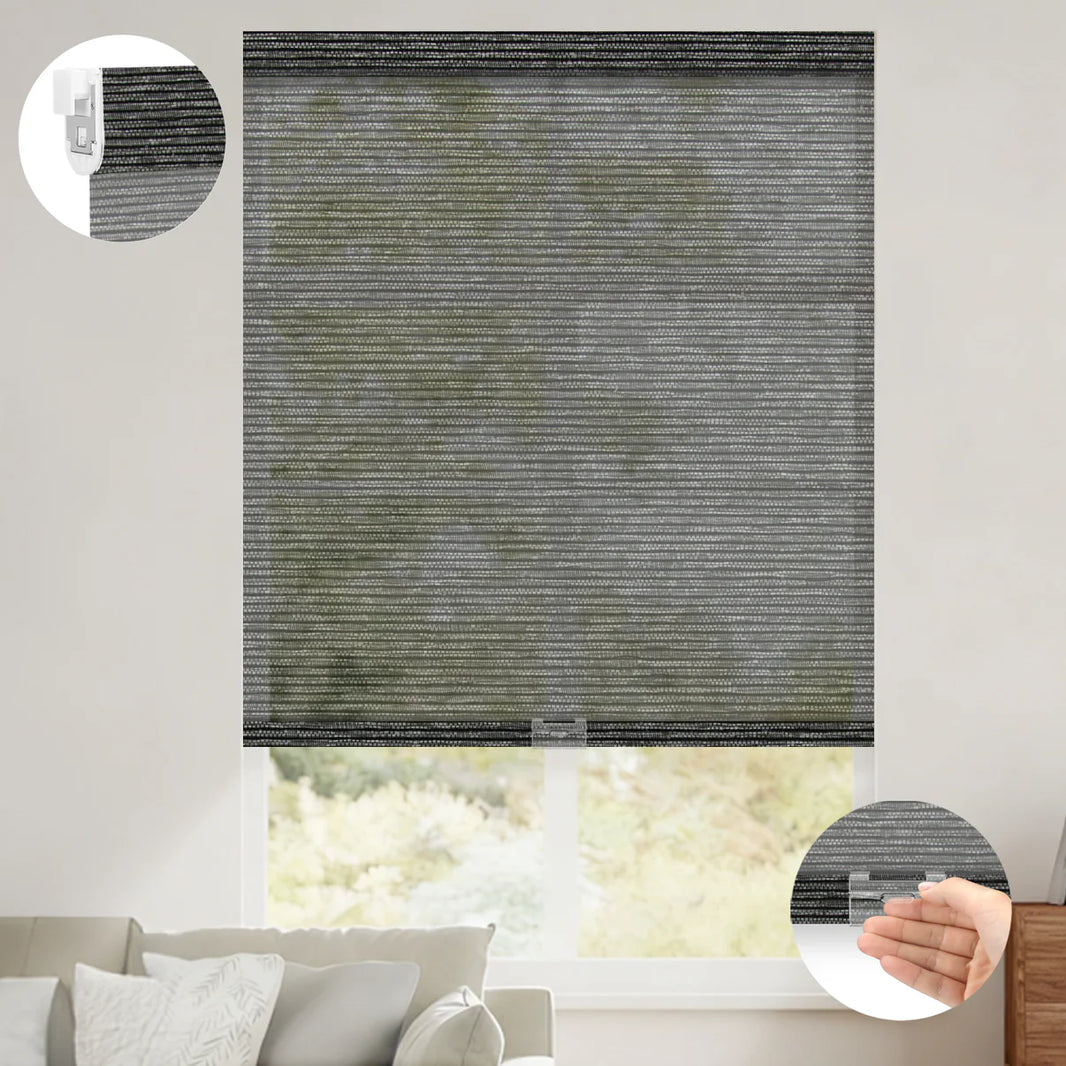 Sunelo No Drill Cordless Light Filtering Roller Shades 50% Blackout - Eclipse