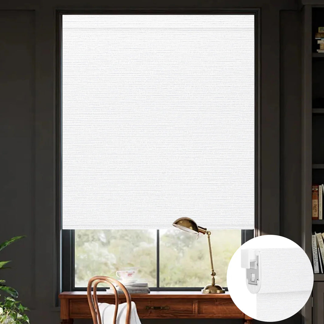 Sunelo No Drill Roller Shades, Motorized 100% Blackout - Elegant