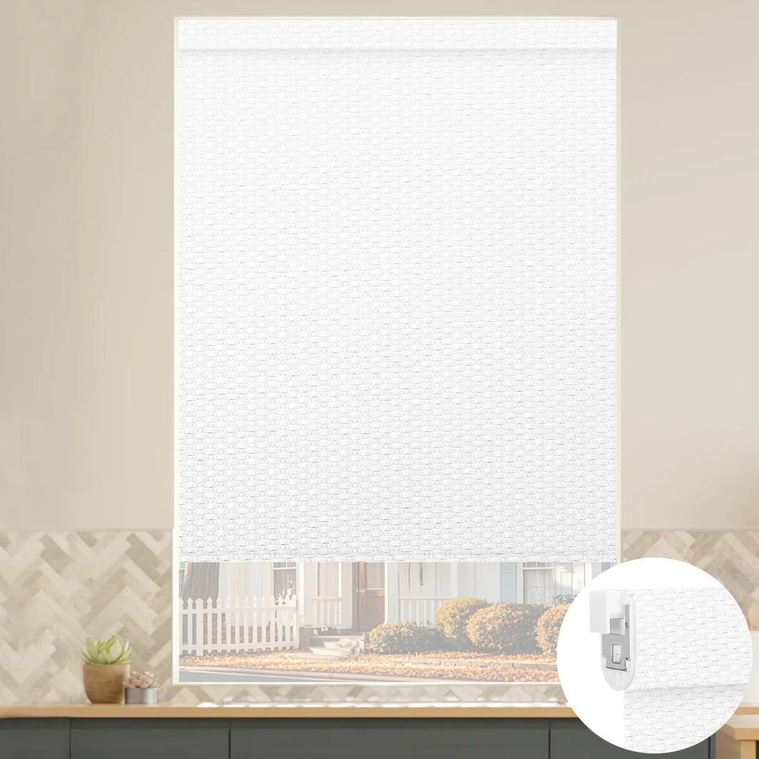 Sunelo No Drill Roller Shades, Motorized 100% Blackout - Groove