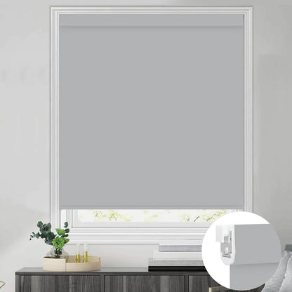 Sunelo No Drill Roller Shades, Motorized 100% Blackout - Pure