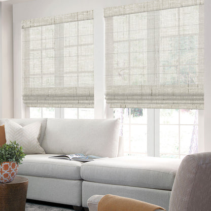 Sunelo Motorized Light Filtering Roman Shades 50% Blackout - Sheer