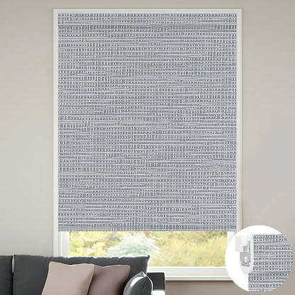 Sunelo No Drill Roller Shades, Motorized 100% Blackout - Weave