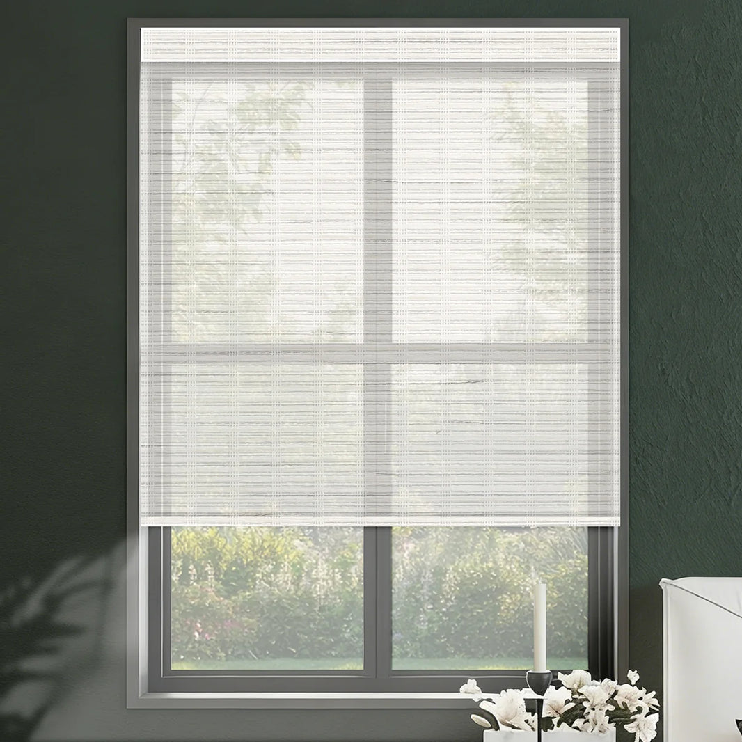 Sunelo Motorized Light Filtering Roller Shades 50% Blackout - Woven