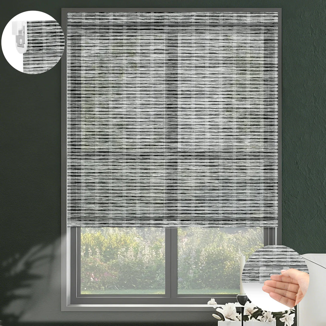 Sunelo No Drill Cordless Light Filtering Roller Shades 50% Blackout - Woven