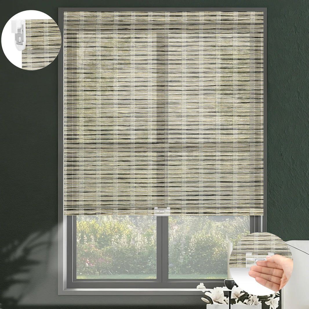 Sunelo No Drill Cordless Light Filtering Roller Shades 50% Blackout - Woven