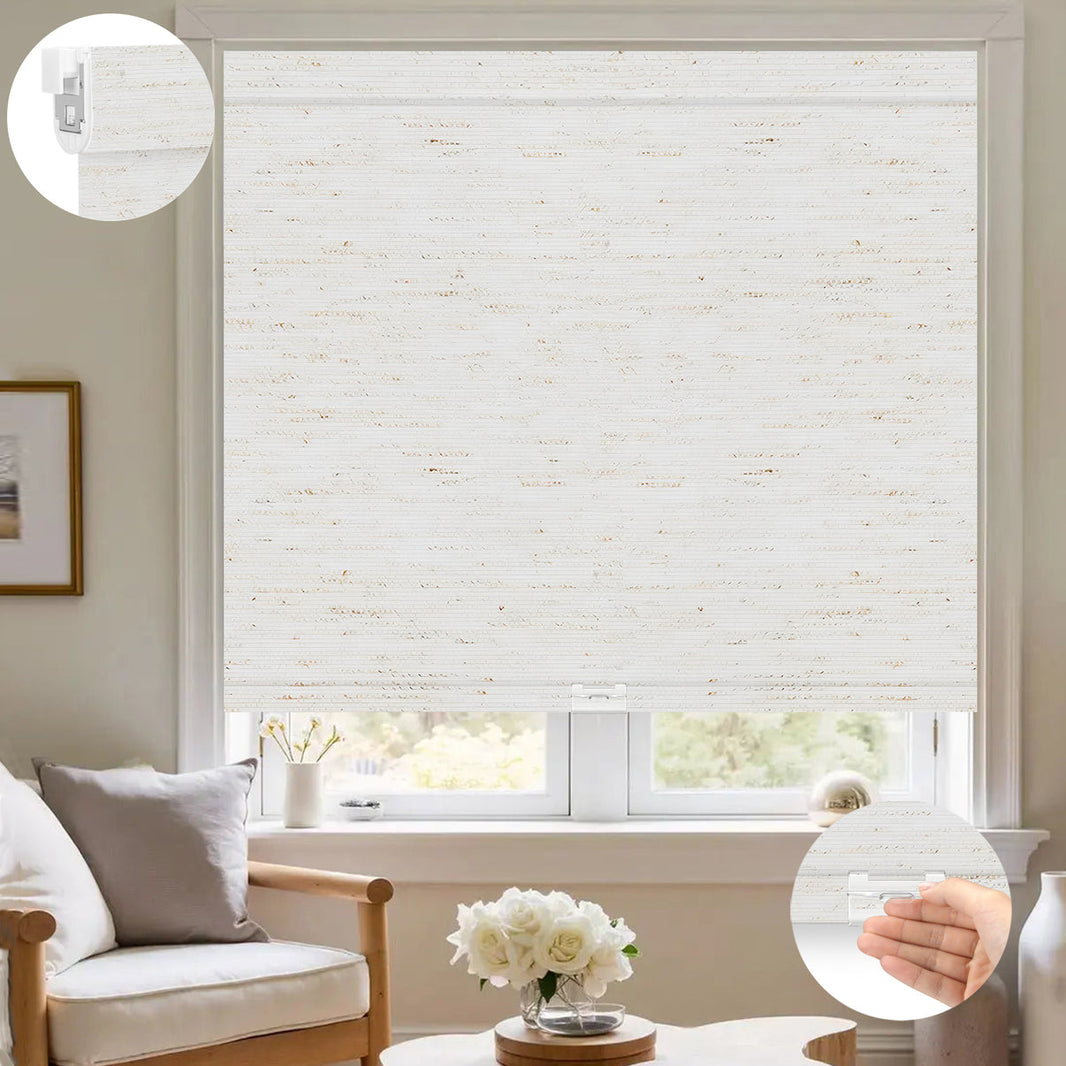 Sunelo No Drill Cordless Roller Shades 100% Blackout - Linen