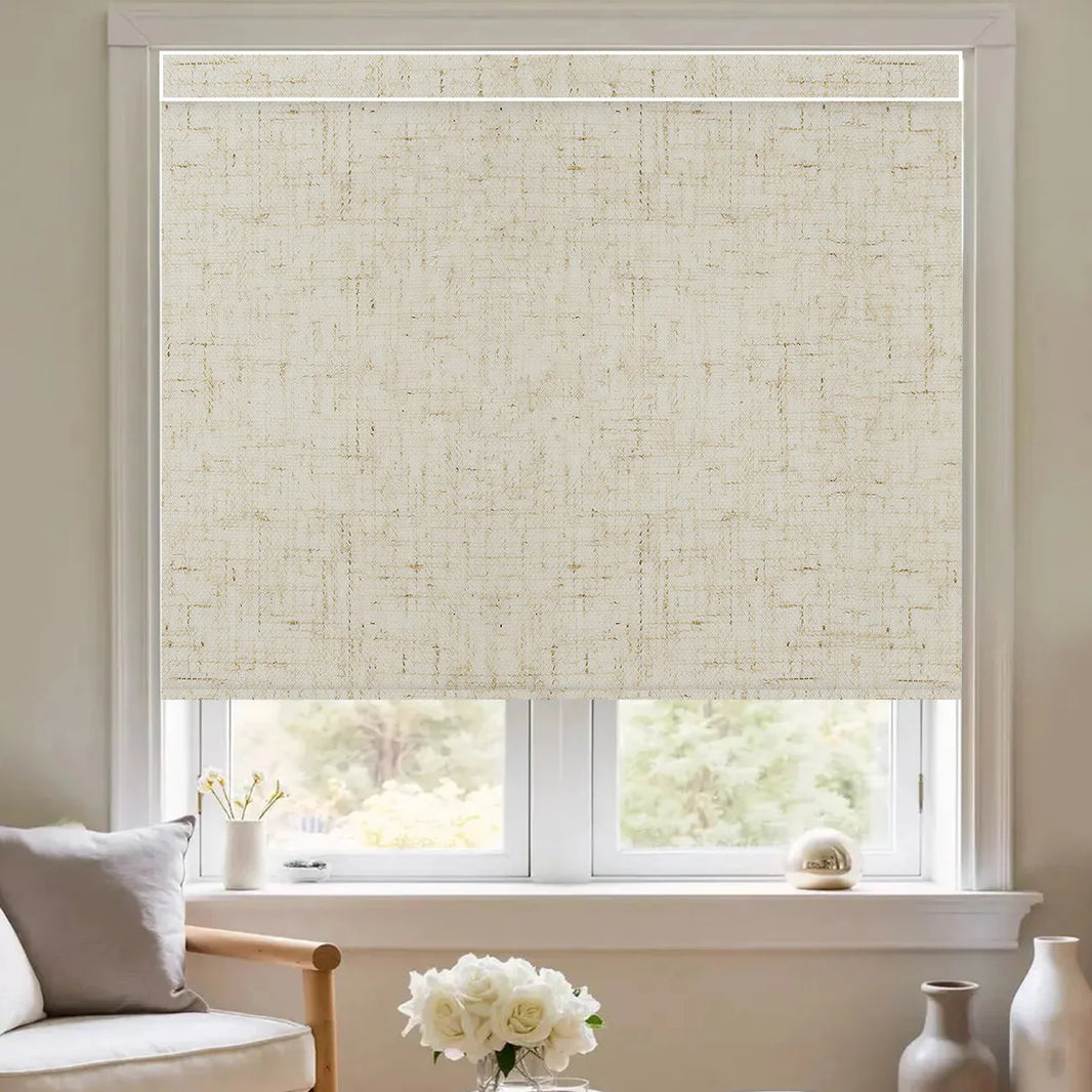 Sunelo Motorized Roller Shades 100% Blackout - Linen